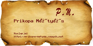 Prikopa Mátyás névjegykártya