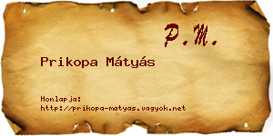 Prikopa Mátyás névjegykártya